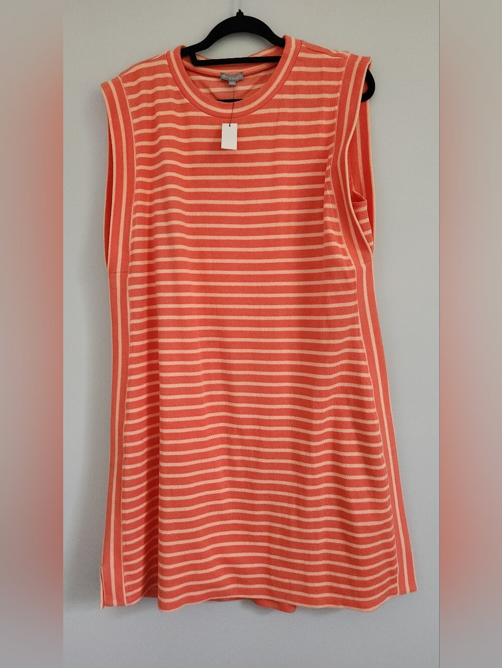T by Talbots Coral and Cream Striped Knit Top